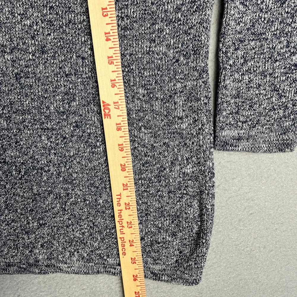 VTG Marled Gray Raglan Sweater XL Boxy Baggy Knit Striped Arms Cotton Ramie